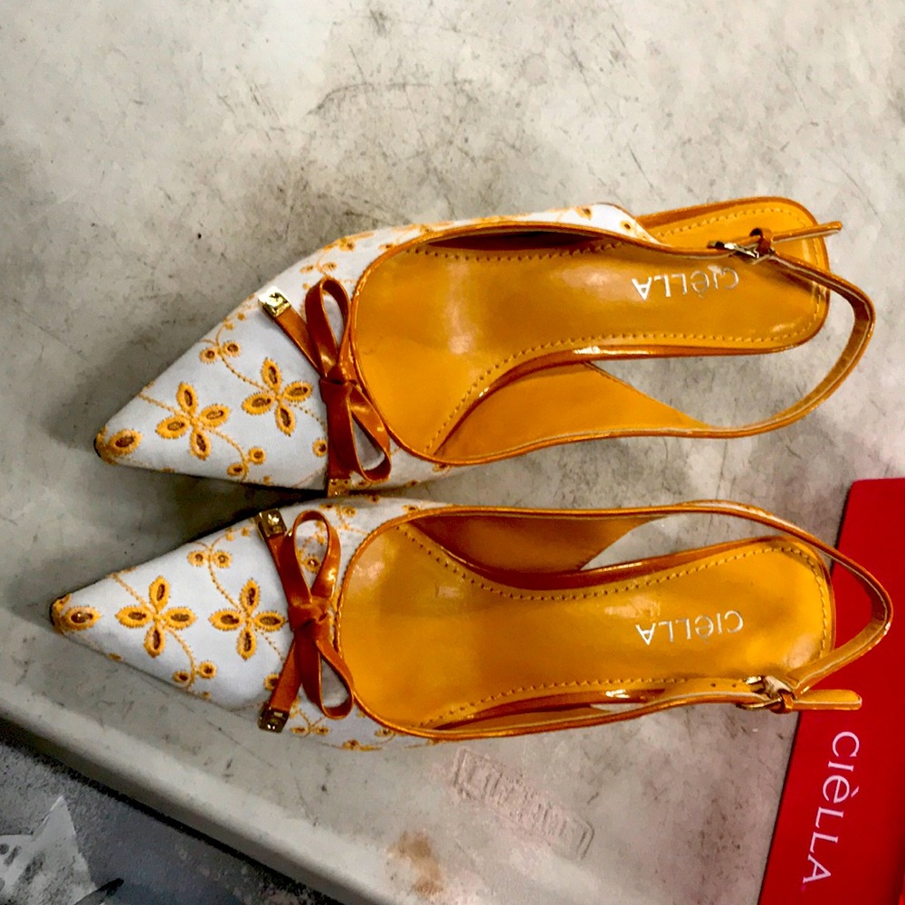 White and gold heels